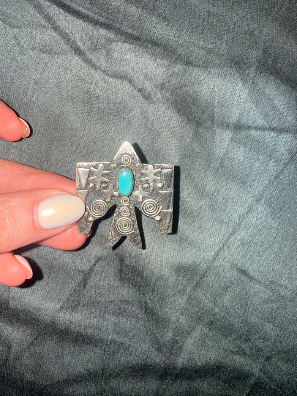 Turquoise Stone Thunderbird adjustable ring